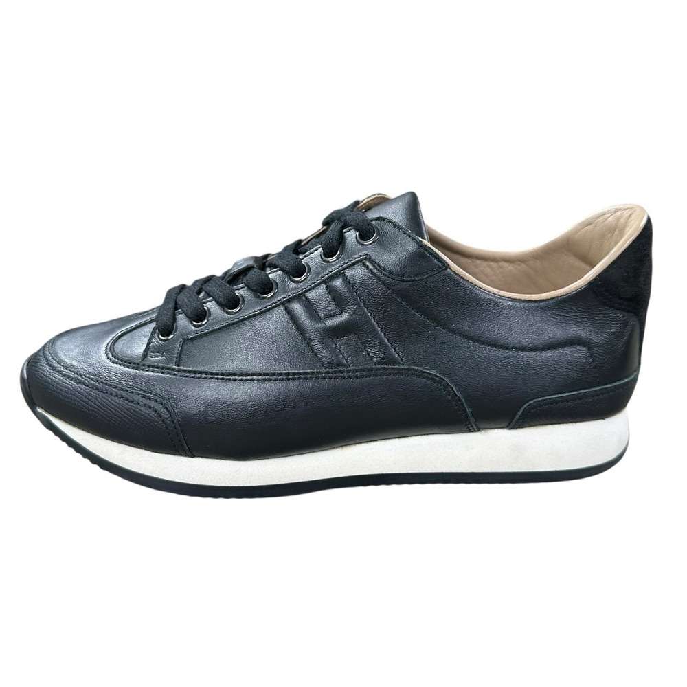 HERMES Women's Size 40 / 10 US Polo Trainers Leather Sneakers Shoes Black